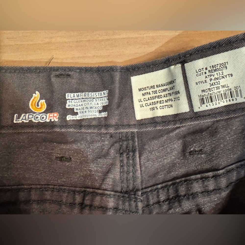 Lapco FR FIRE RESISTANT Gray Cargo Pants 34x32 - Picture 3 of 6